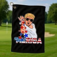 Trump Merica Salt Bae Golf Towel thumb 1