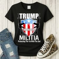 Trump Militia Protecting The 1st With 2nd Women's T-Shirt thumb 3