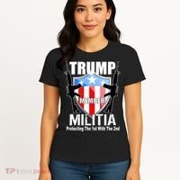 Trump Militia Protecting The 1st With 2nd Women's T-Shirt thumb 4