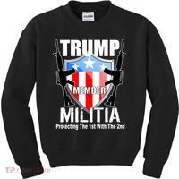 Trump Militia Protecting The 1st With 2nd Kids Sweatshirt thumb 0