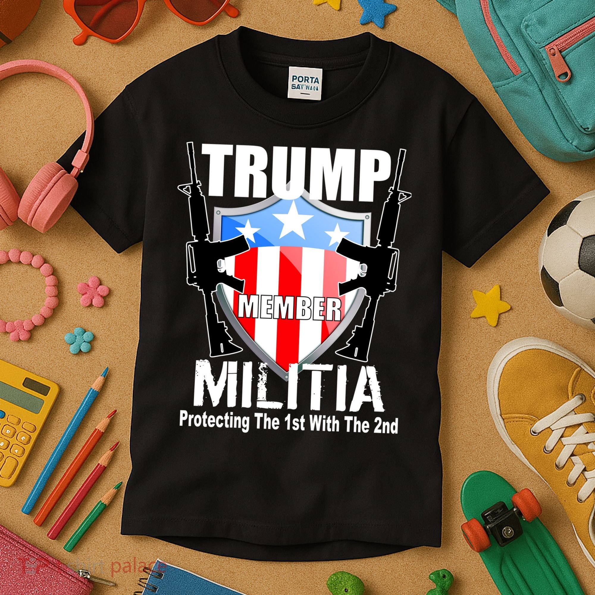 Trump Militia Protecting The 1st With 2nd Kids T-Shirt