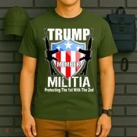 Trump Militia Protecting The 1st With 2nd T-Shirt thumb 6
