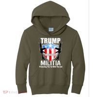 Trump Militia Protecting The 1st With 2nd Kids Hoodie thumb 0