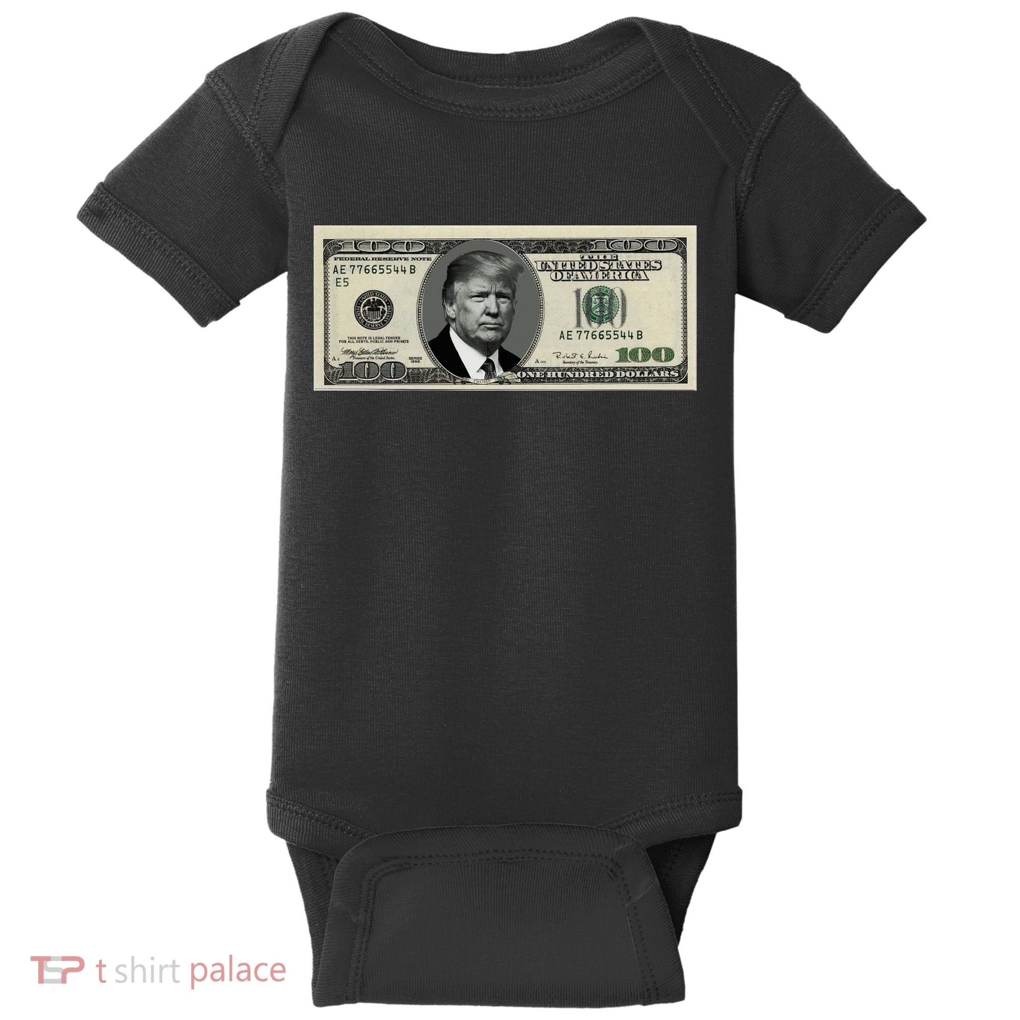 Trump Money Hundred Dollar Bill $100  Baby Bodysuit