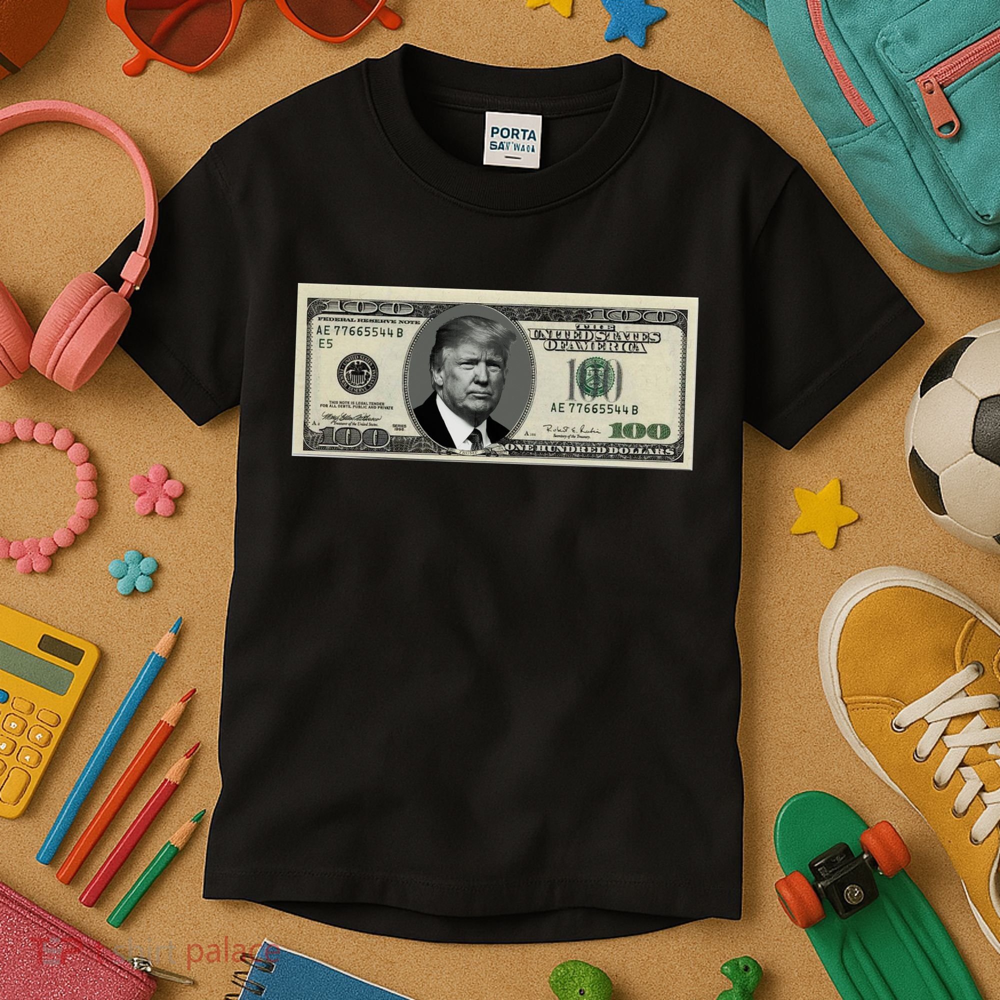Trump Money Hundred Dollar Bill $100  Kids T-Shirt