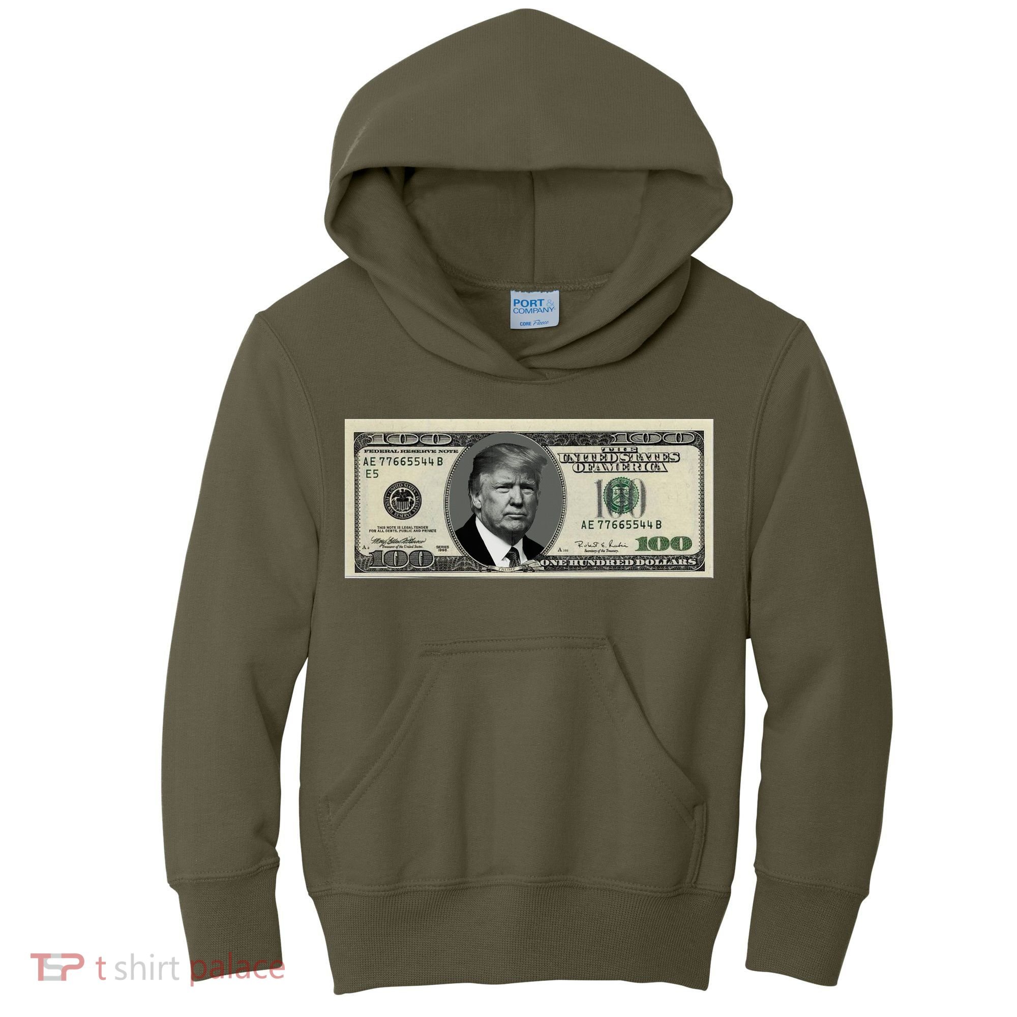 Trump Money Hundred Dollar Bill $100  Kids Hoodie