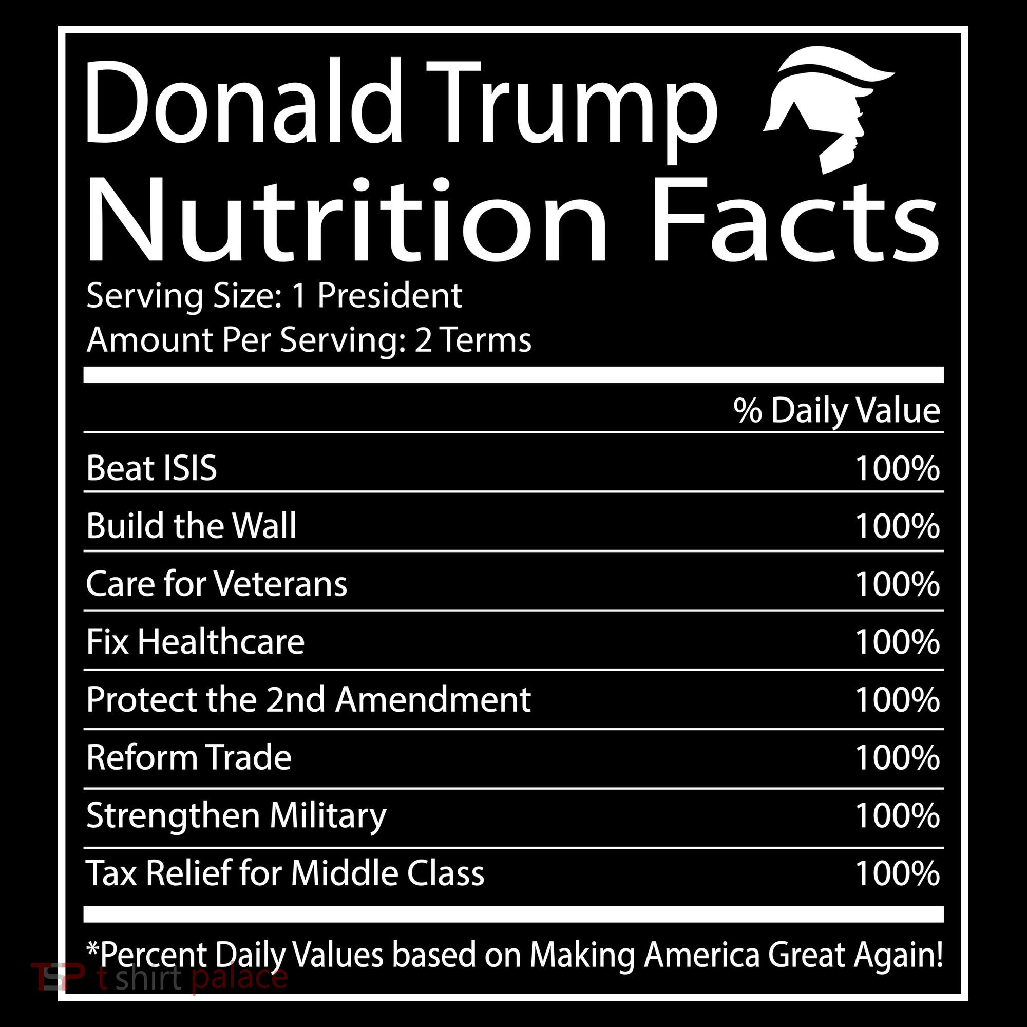 Trump Nutrition Facts Make America Great T-Shirt