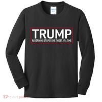 Trump Redefining Stupid One Tweet At A Time Kids Long Sleeve Shirt thumb 0
