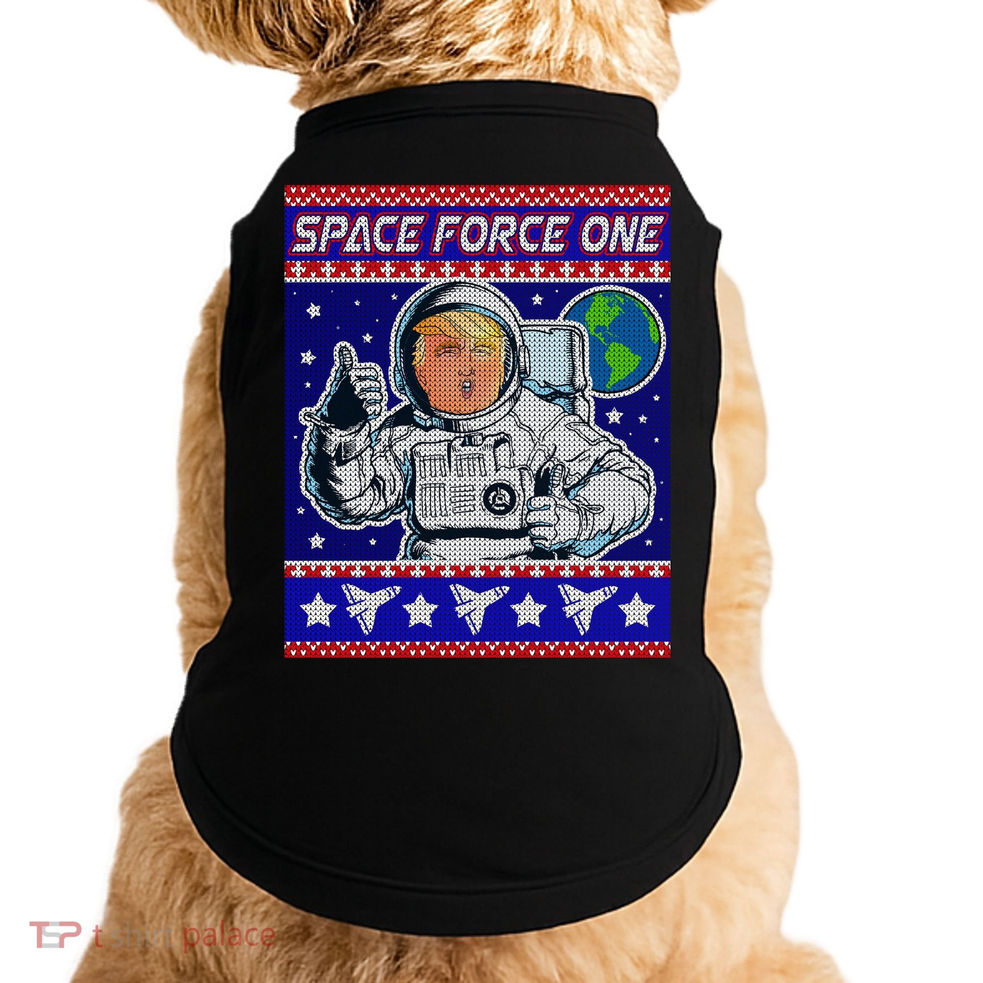 Trump Space Force One Ugly Christmas Doggie Tank