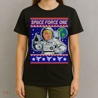 Trump Space Force One Ugly Christmas T-Shirt thumb 4