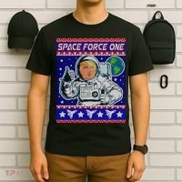 Trump Space Force One Ugly Christmas T-Shirt thumb 6