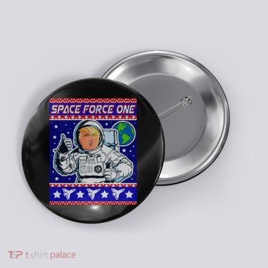 Trump Space Force One Ugly Christmas Button