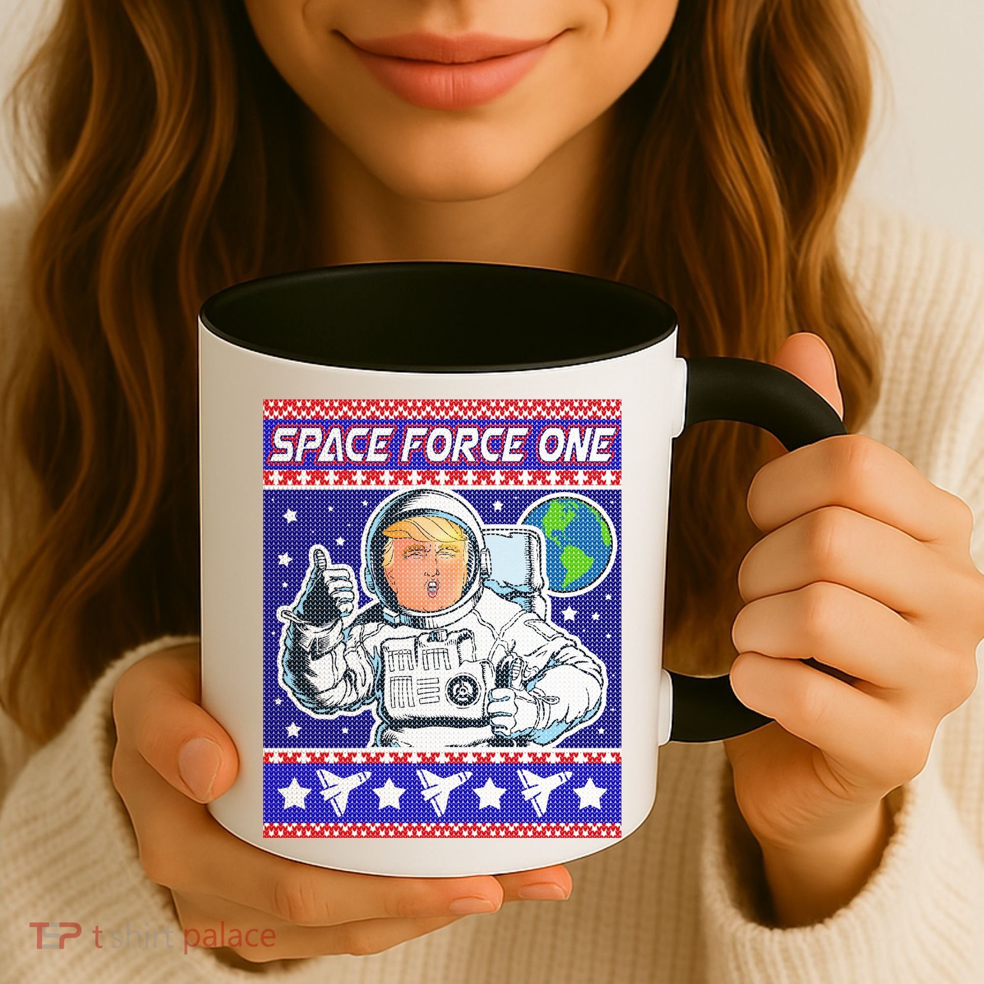 Trump Space Force One Ugly Christmas Coffee Mug