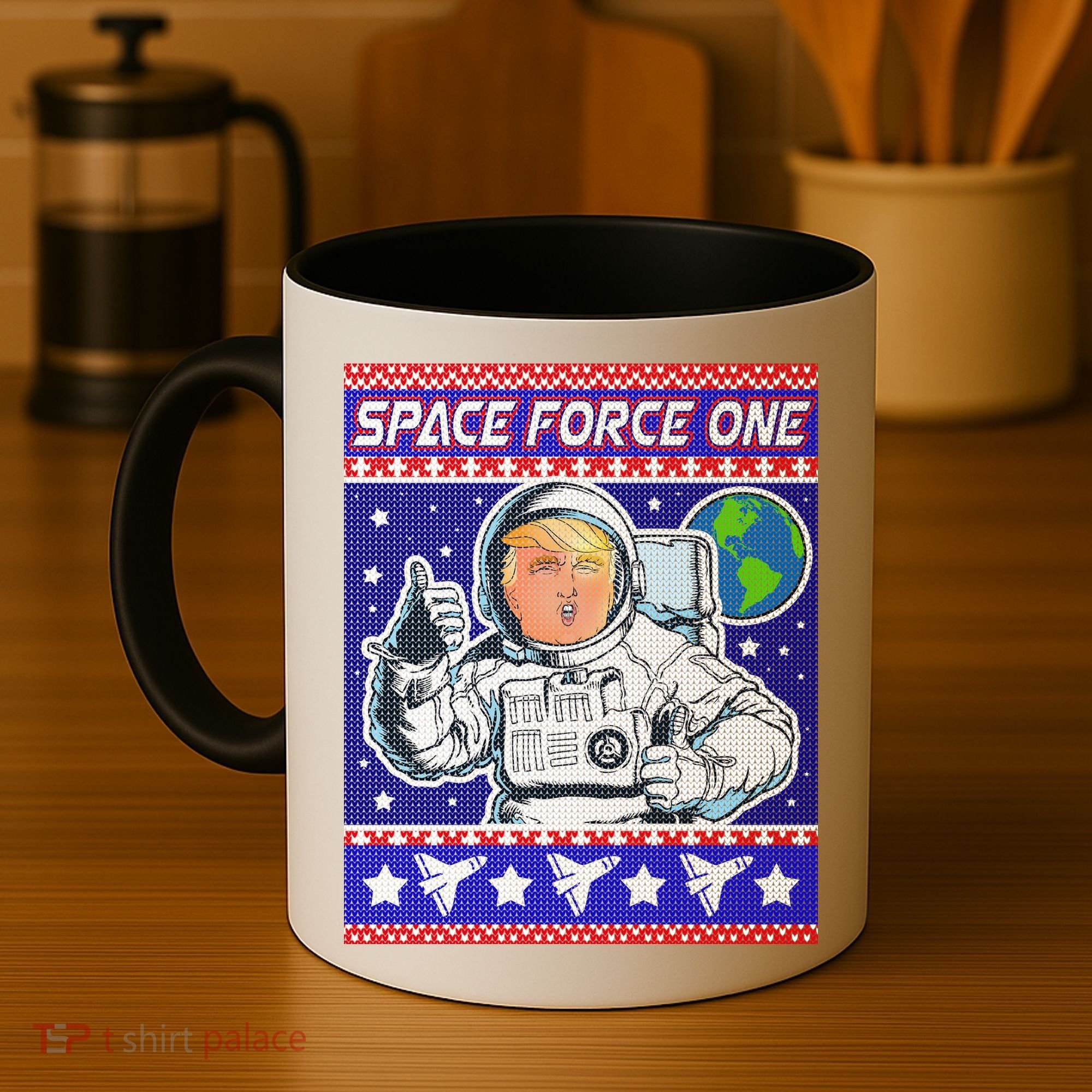 Trump Space Force One Ugly Christmas Coffee Mug