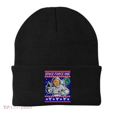 Trump Space Force One Ugly Christmas Beanie