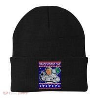 Trump Space Force One Ugly Christmas Beanie thumb 0