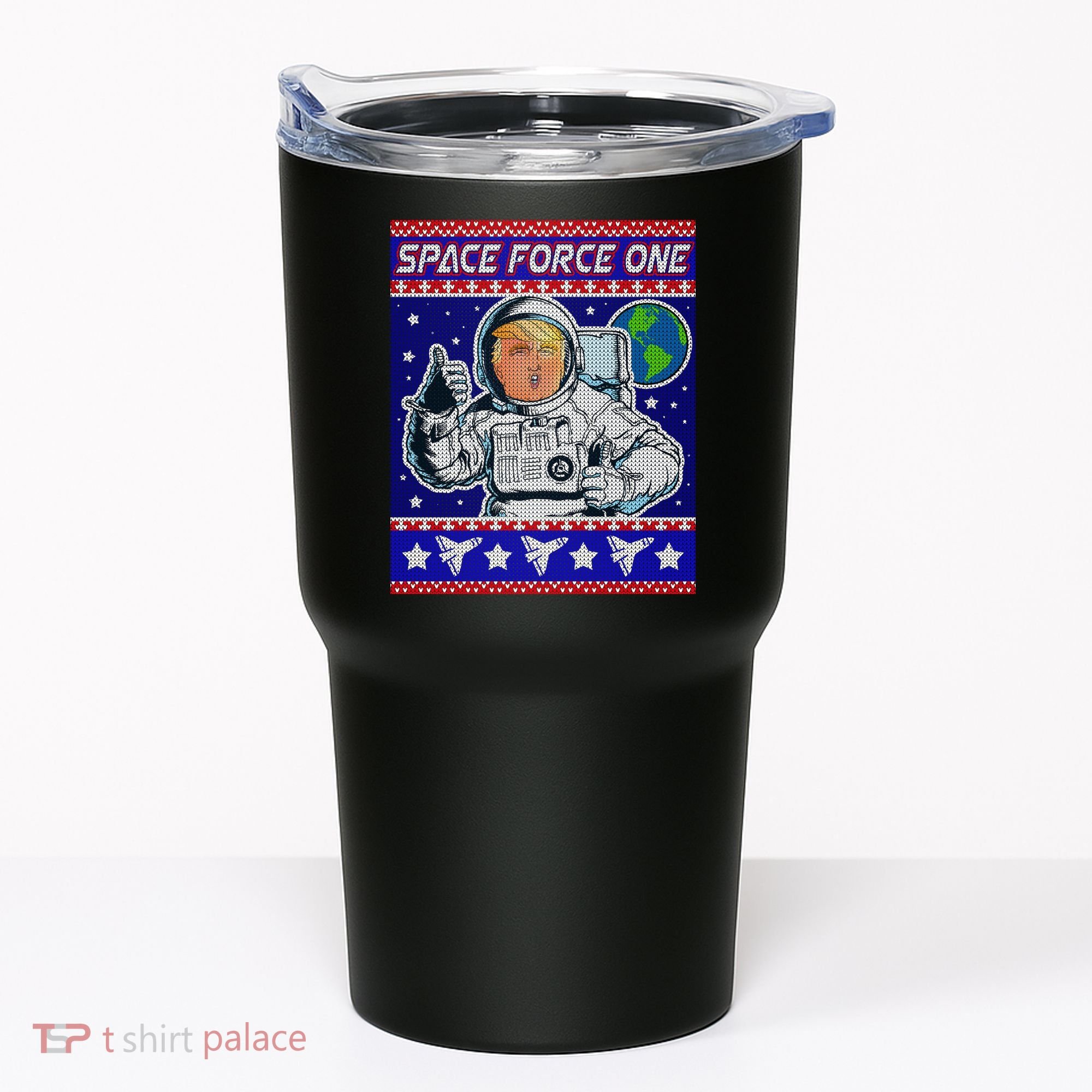 Trump Space Force One Ugly Christmas Tumbler