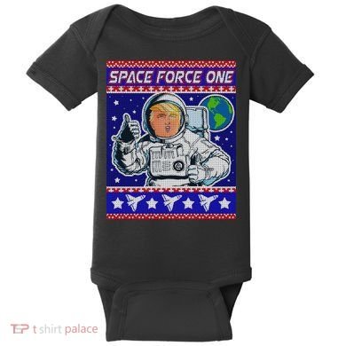 Trump Space Force One Ugly Christmas Baby Bodysuit