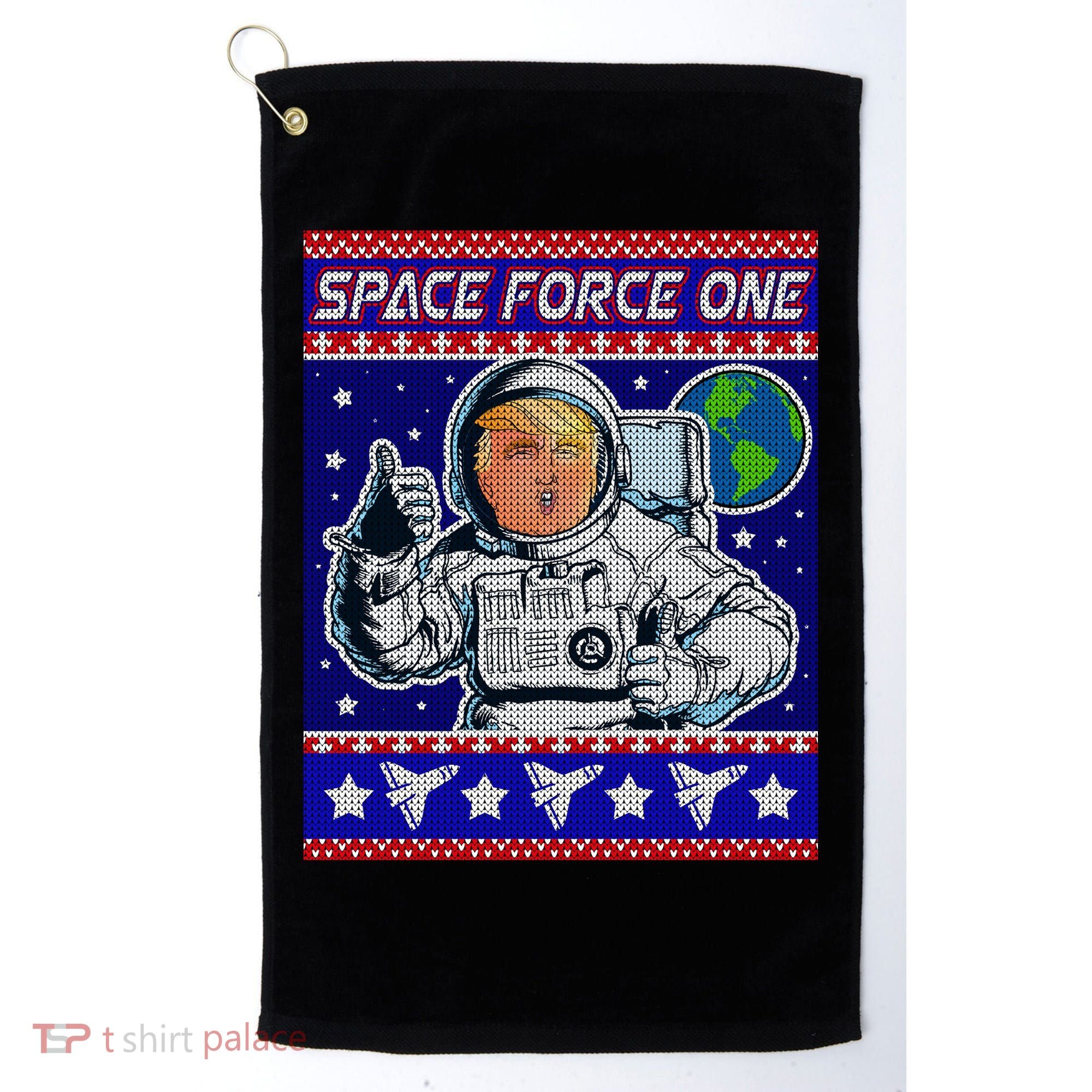 Trump Space Force One Ugly Christmas Golf Towel