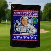 Trump Space Force One Ugly Christmas Golf Towel thumb 1