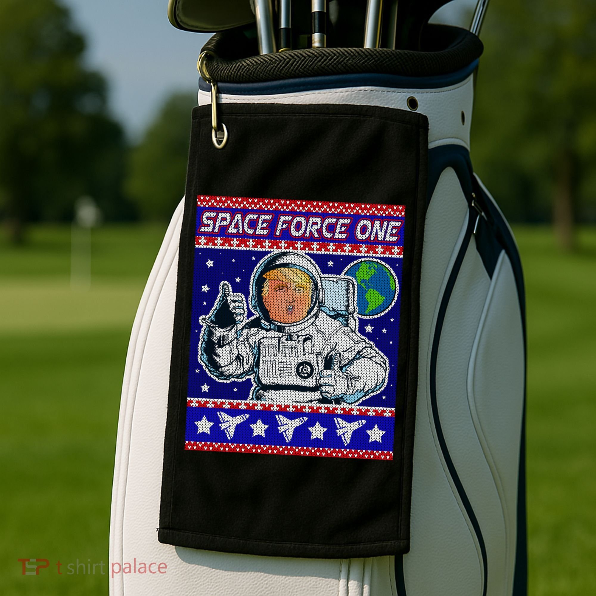 Trump Space Force One Ugly Christmas Golf Towel