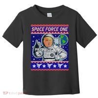 Trump Space Force One Ugly Christmas Toddler T-Shirt thumb 0
