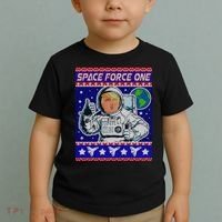 Trump Space Force One Ugly Christmas Toddler T-Shirt thumb 2