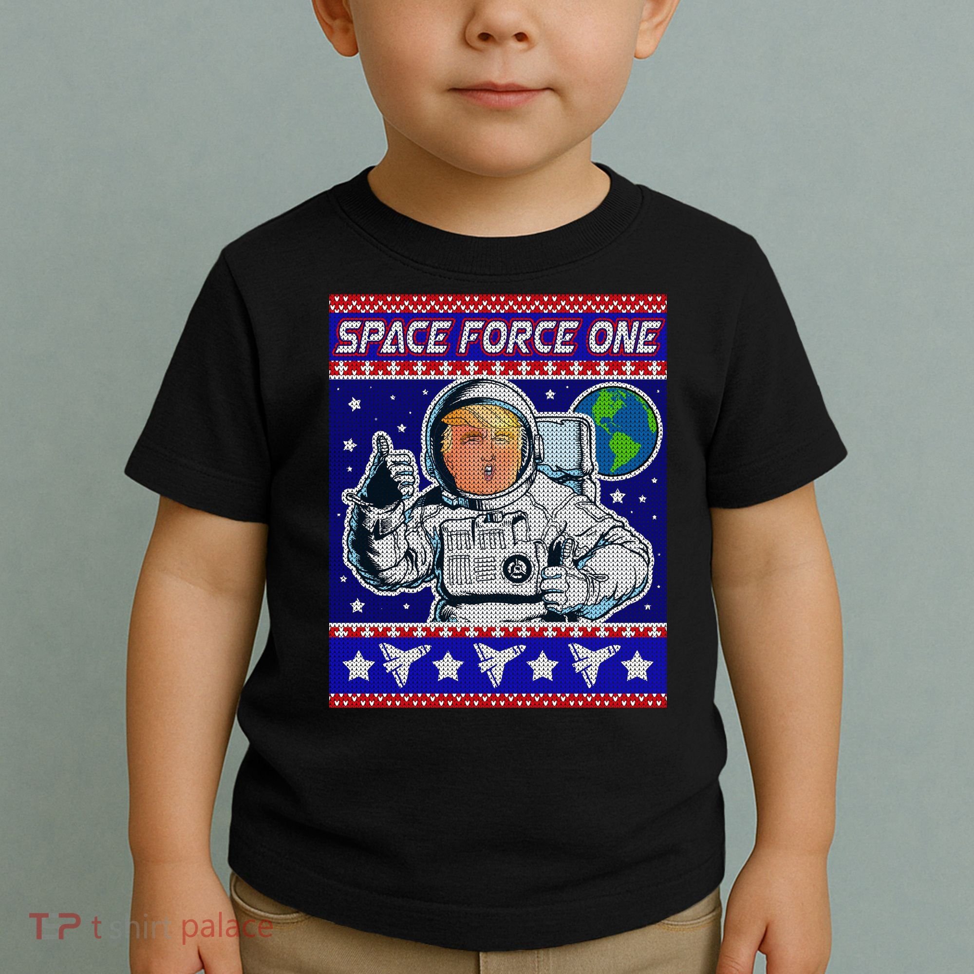 Trump Space Force One Ugly Christmas Toddler T-Shirt