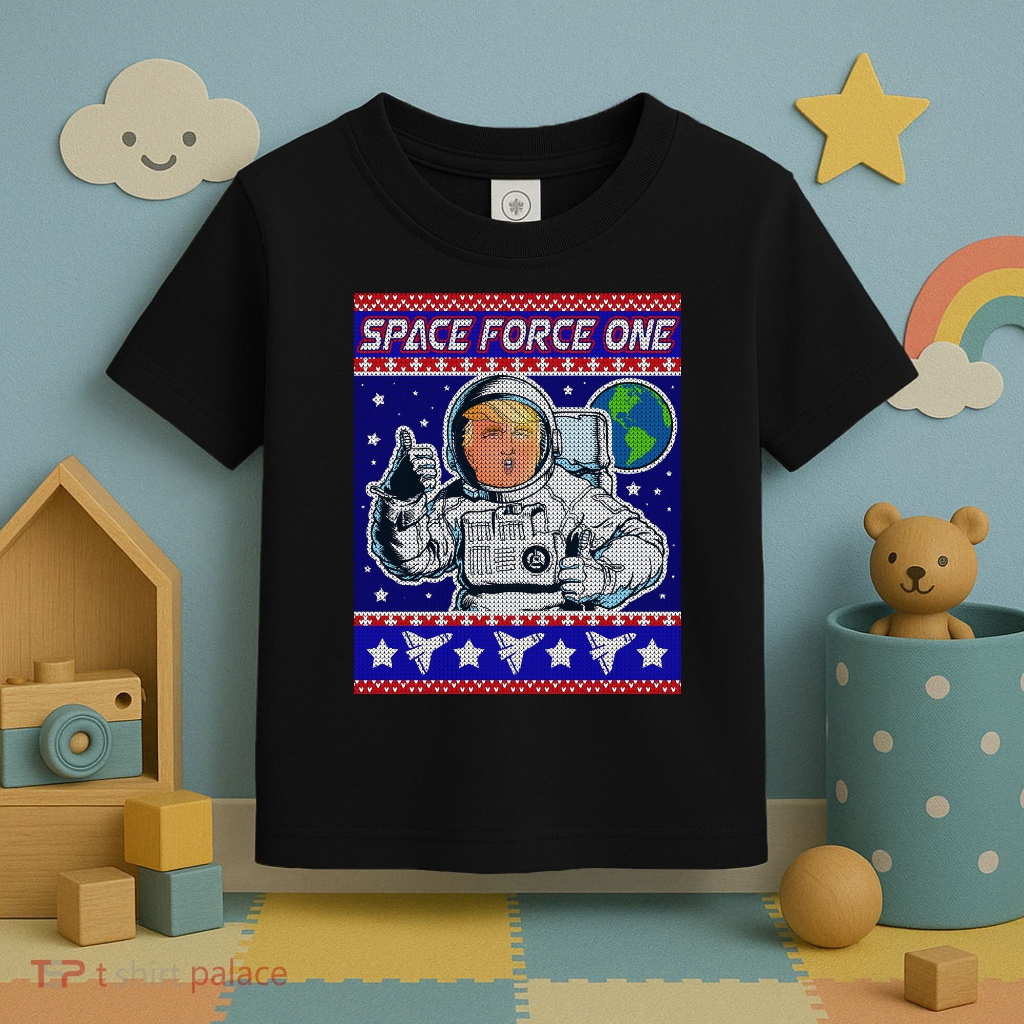 Trump Space Force One Ugly Christmas Toddler T-Shirt