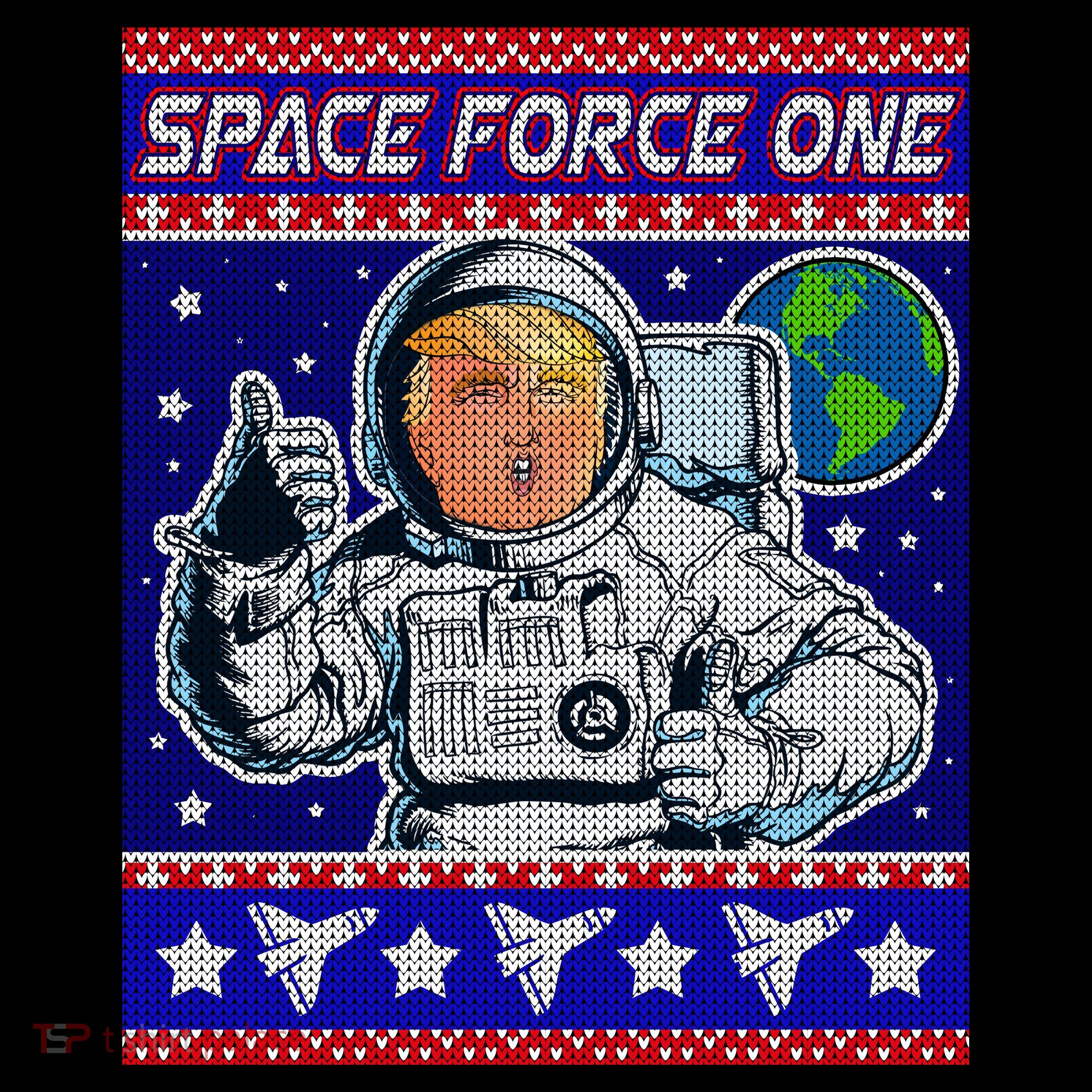 Trump Space Force One Ugly Christmas Women's Long Sleeve Shirt