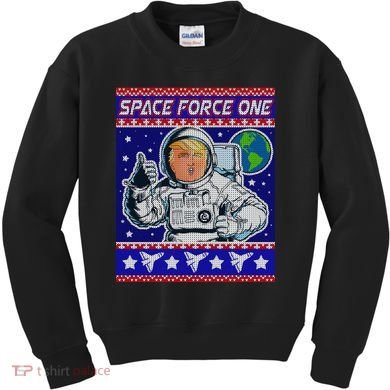 Trump Space Force One Ugly Christmas Kids Sweatshirt