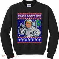 Trump Space Force One Ugly Christmas Kids Sweatshirt thumb 0