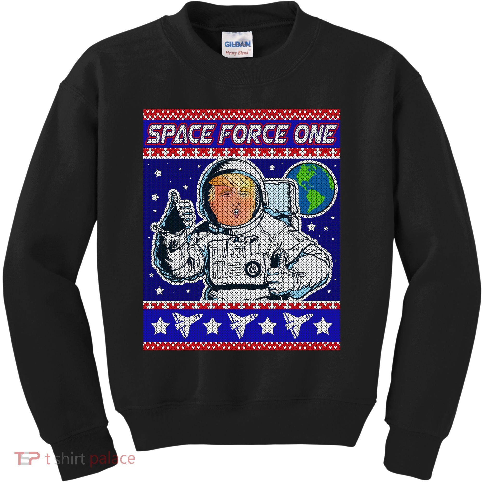 Trump Space Force One Ugly Christmas Kids Sweatshirt