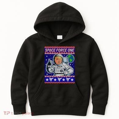 Trump Space Force One Ugly Christmas Kids Hoodie