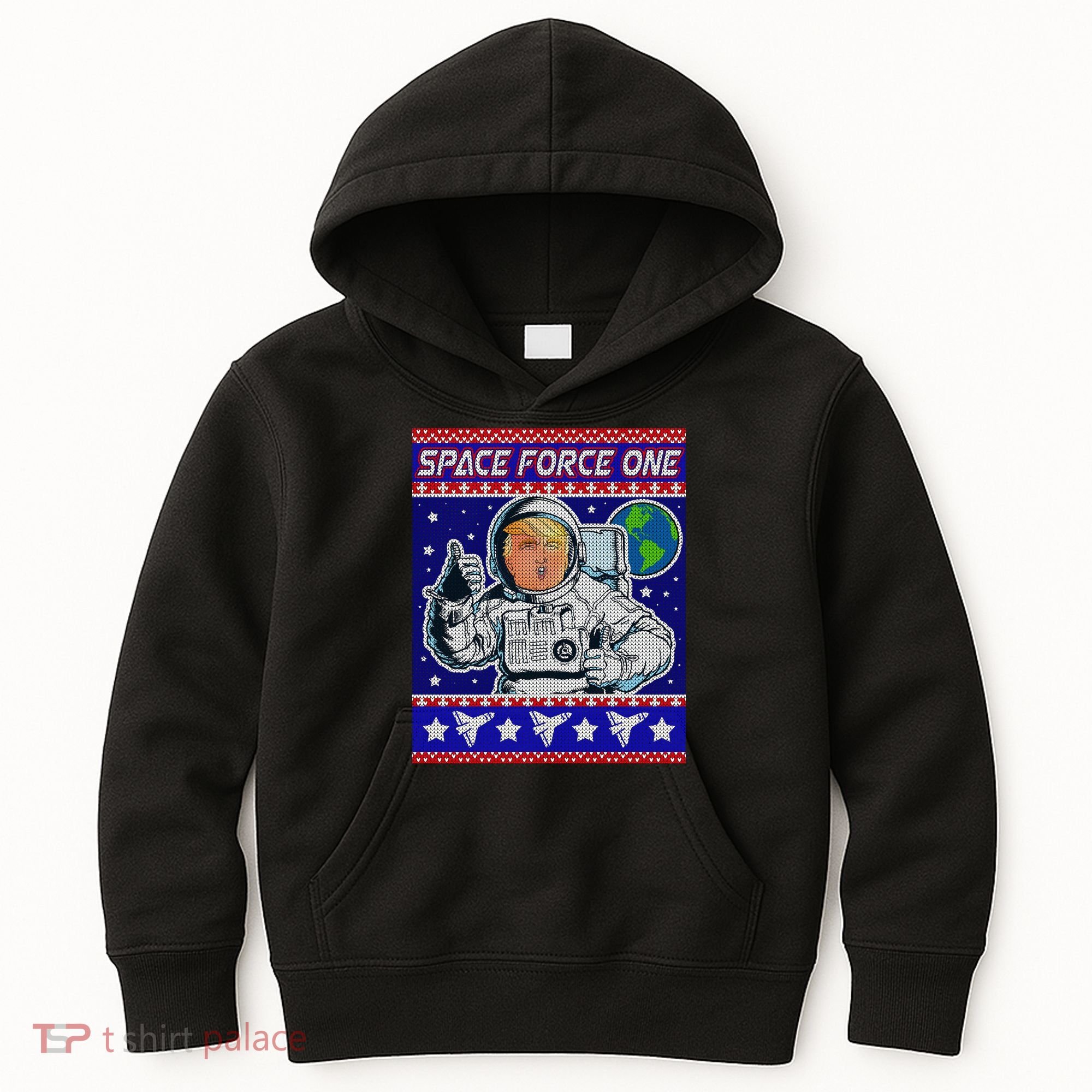 Trump Space Force One Ugly Christmas Kids Hoodie
