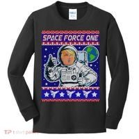 Trump Space Force One Ugly Christmas Kids Long Sleeve Shirt thumb 0