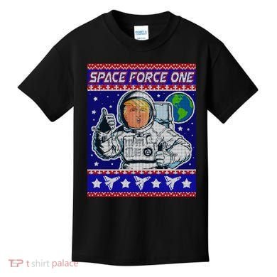 Trump Space Force One Ugly Christmas Kids T-Shirt
