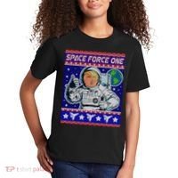 Trump Space Force One Ugly Christmas Kids T-Shirt thumb 2
