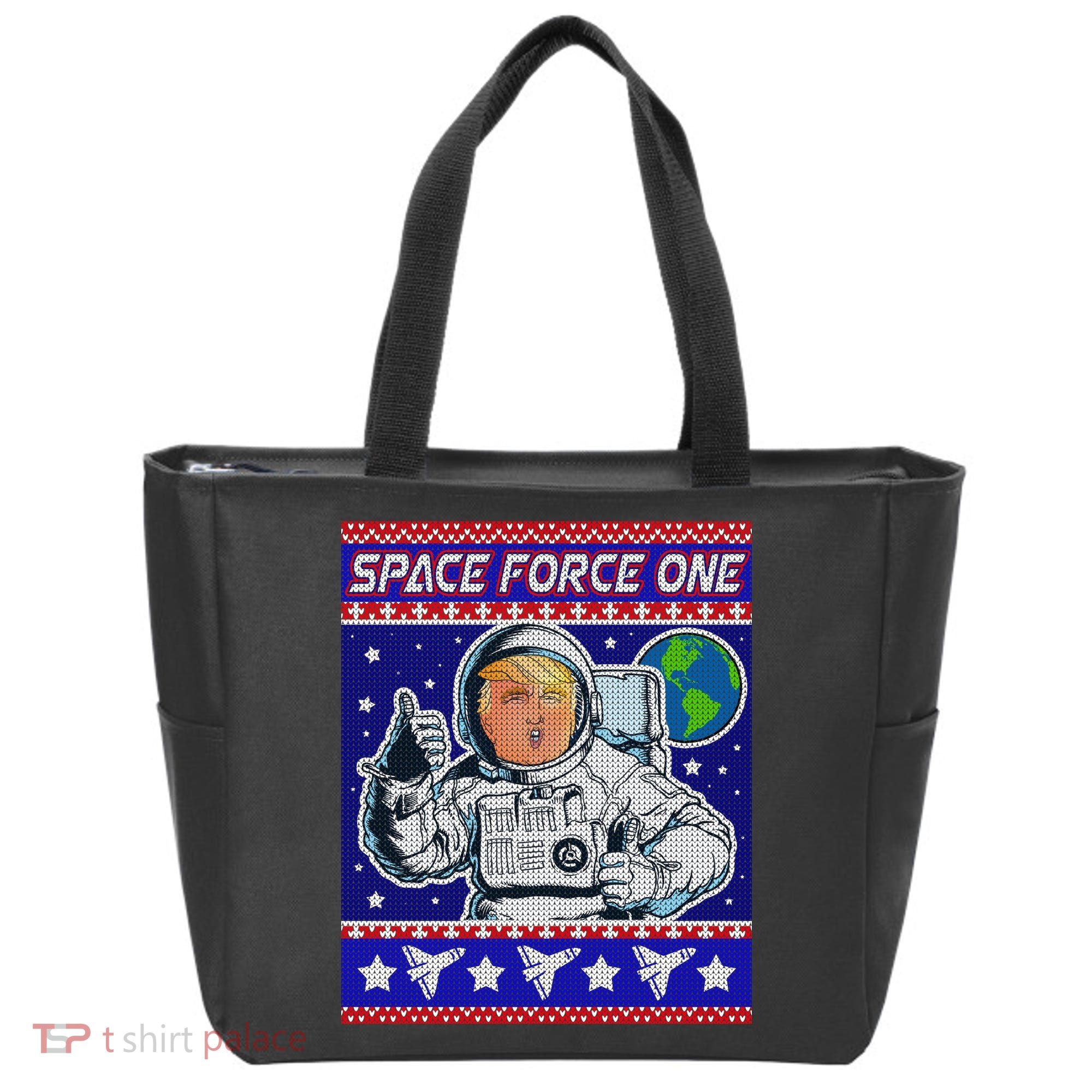 Trump Space Force One Ugly Christmas Tote Bag