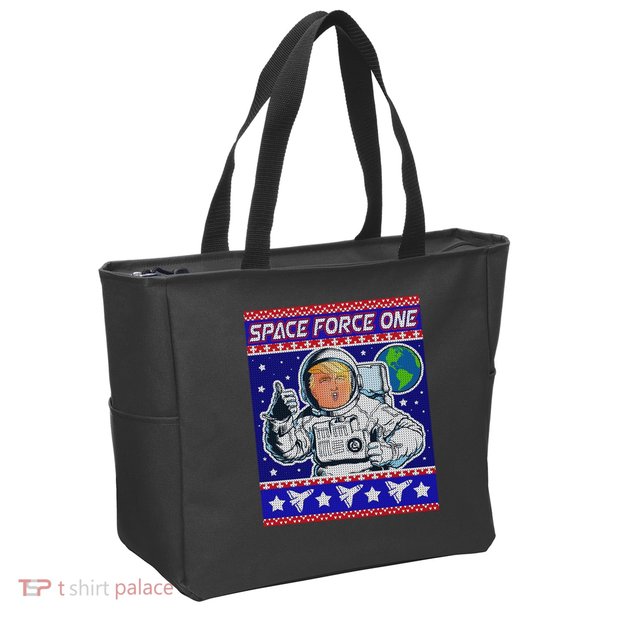 Trump Space Force One Ugly Christmas Tote Bag