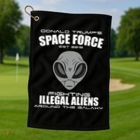 Trump Space Force Team Fight Illegal Aliens Golf Towel thumb 1