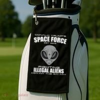 Trump Space Force Team Fight Illegal Aliens Golf Towel thumb 2