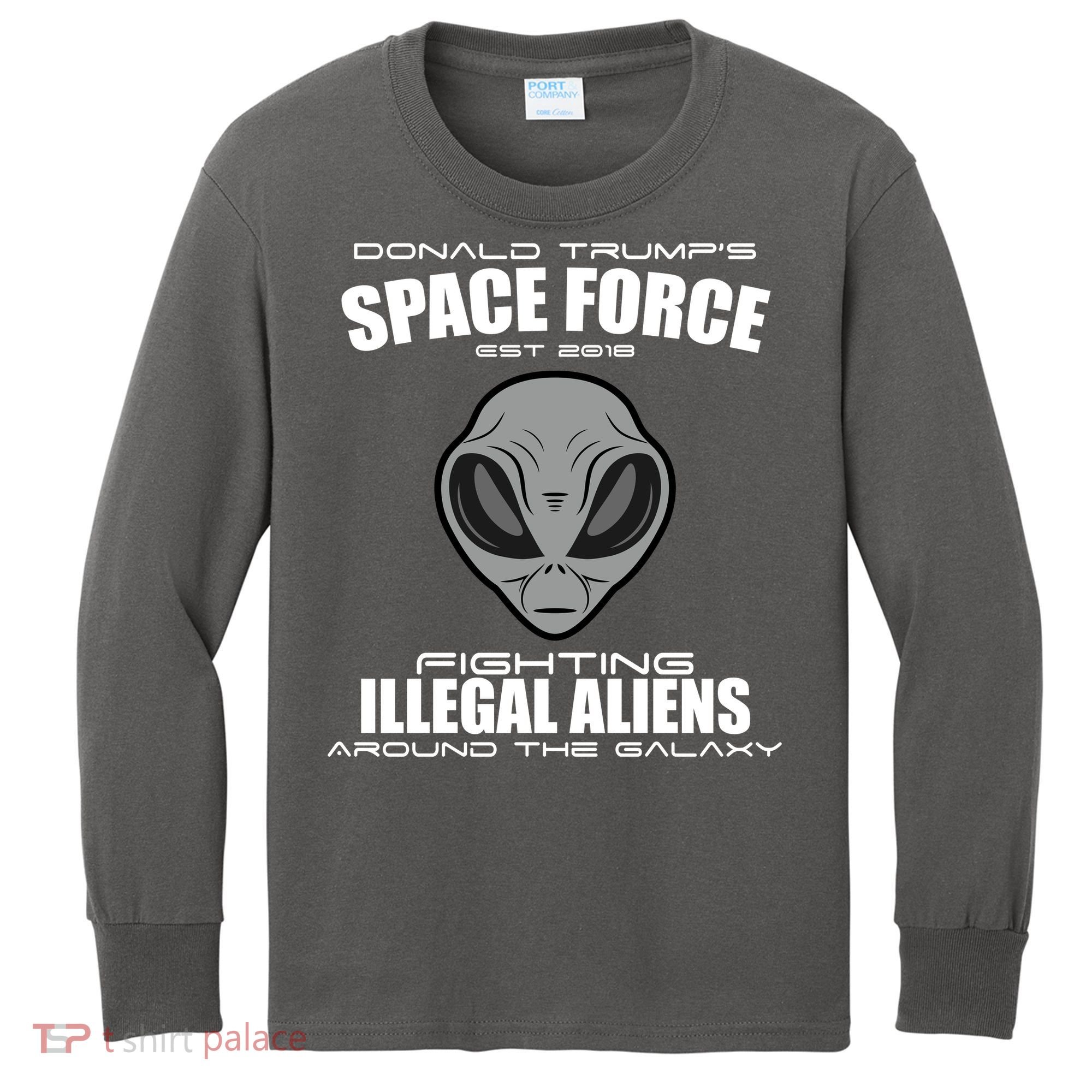 Trump Space Force Team Fight Illegal Aliens Kids Long Sleeve Shirt