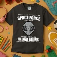 Trump Space Force Team Fight Illegal Aliens Kids T-Shirt thumb 3
