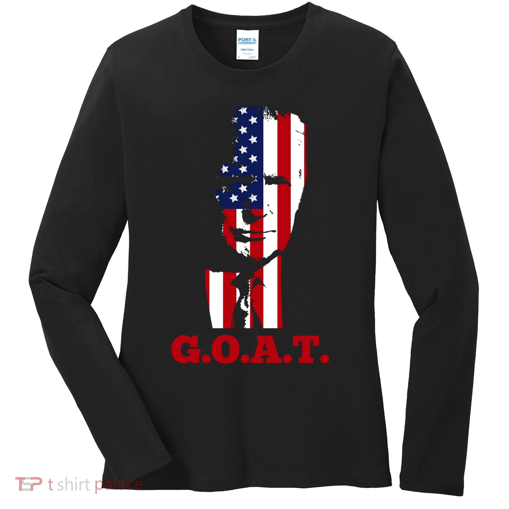 Trump USA Flag GOAT Women's Long Sleeve Shirt