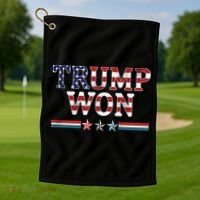 Trump Won American Flag Pro Republican Golf Towel thumb 1