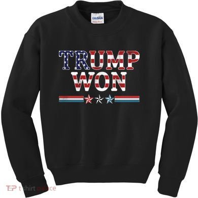 Trump Won American Flag Pro Republican Kids Sweatshirt