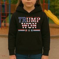 Trump Won American Flag Pro Republican Kids Hoodie thumb 3