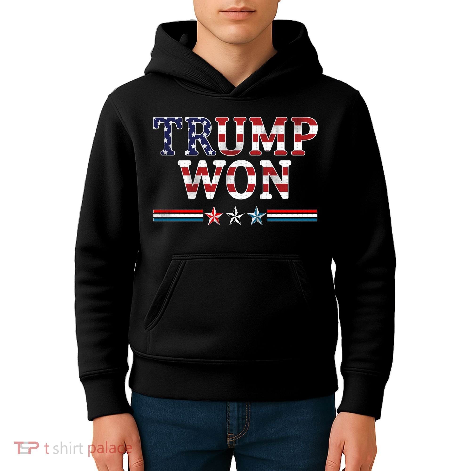 Trump Won American Flag Pro Republican Kids Hoodie