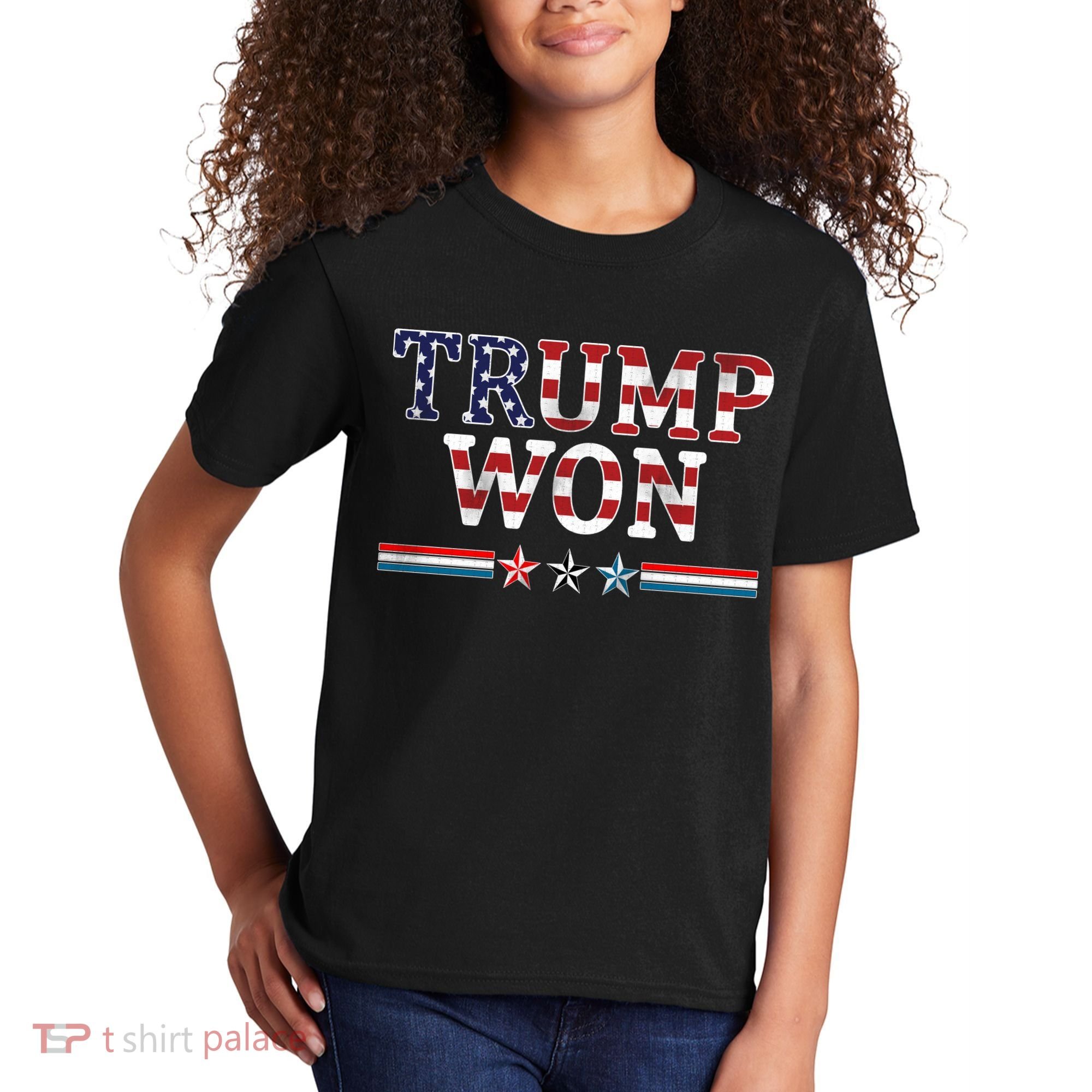 Trump Won American Flag Pro Republican Kids T-Shirt